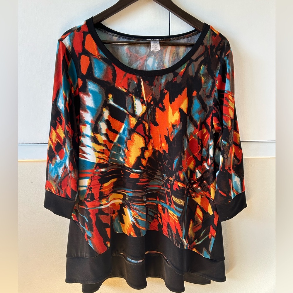 Vibrant Multicolored Relaxed Scoop Neck Top